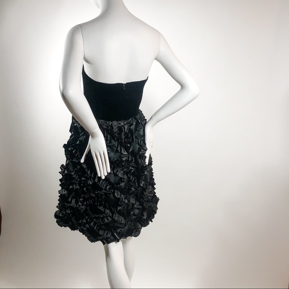 Marc Jacobs black silk velvet ruffle bustier dress - Picture 6 of 13
